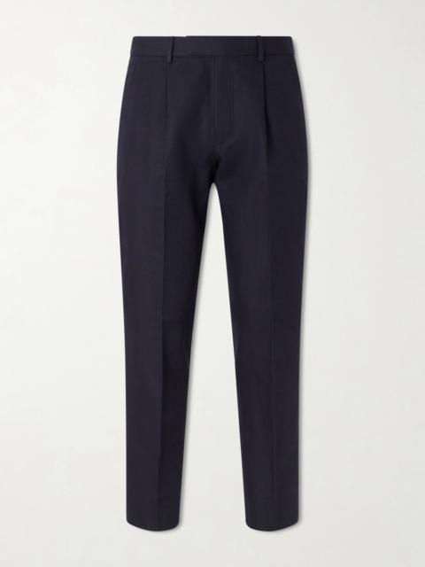 ZEGNA Straight-Leg Pleated Cotton and Linen-Blend Trousers