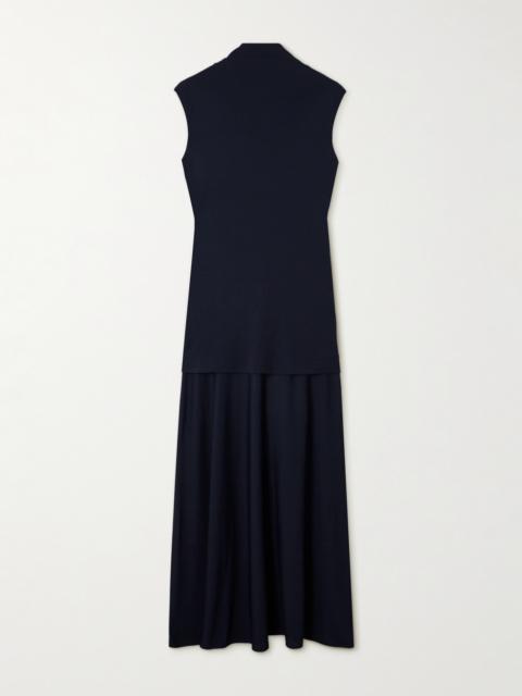 Jil Sander Layered Jersey Turtleneck Maxi Dress