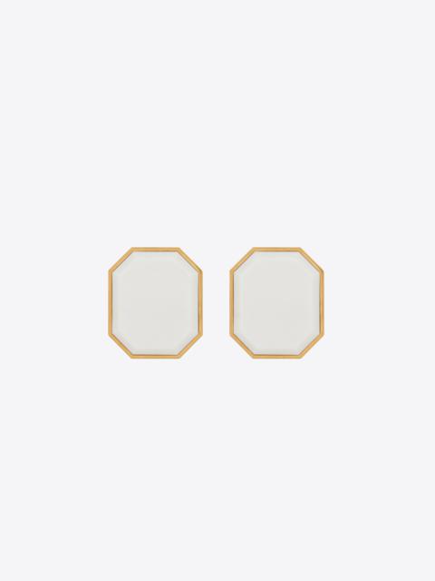 oversized octagon earrings in metal and resin