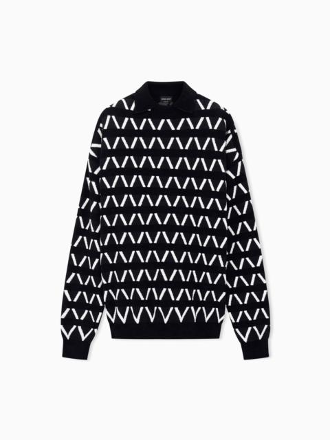 GIORGIO ARMANI SWEATER OVERSIZED JACQUARD IN VIRGIN WOOL AND VISCOSE