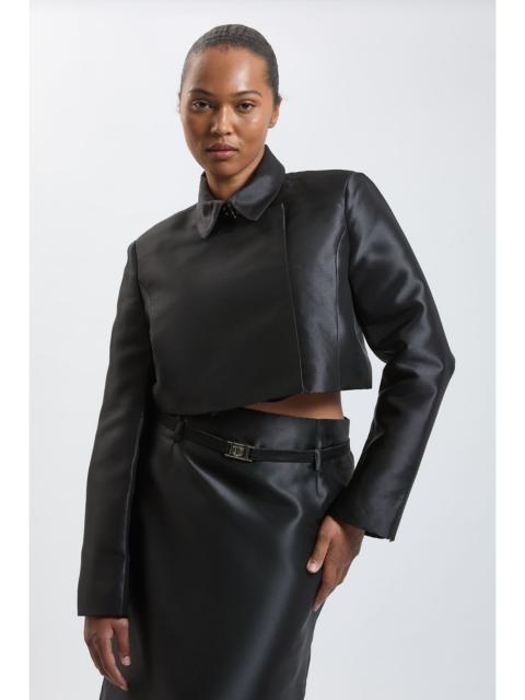 KAREN MILLEN Plus Size Forever Satin Twill Cropped Wrap Tailored Jacket