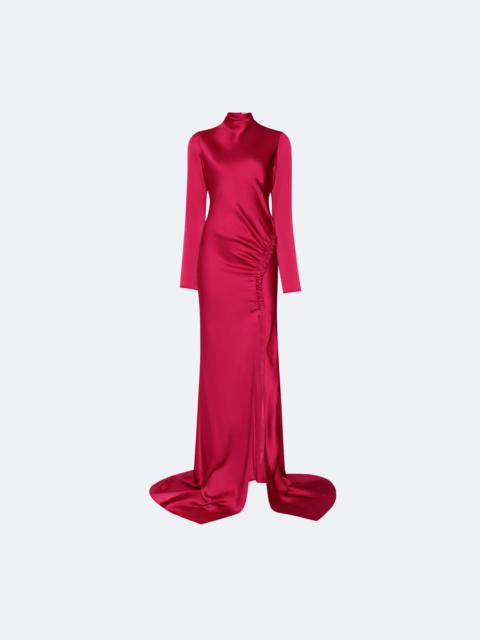 LAPOINTE Satin Bias Tab Gown With Slit