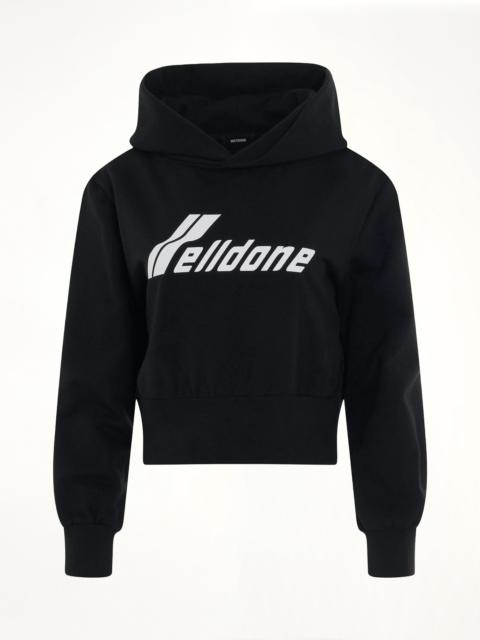 We11done Lettering Symbol Crop Hoodie in Black