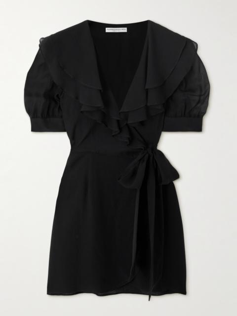 Alessandra Rich Ruffled Silk-georgette Mini Wrap Dress