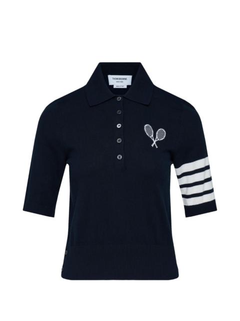 Thom Browne tennis-intarsia polo shirt