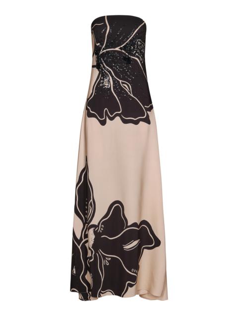 Johanna Ortiz Simbología Floral Sequined Crepe Maxi Dress print