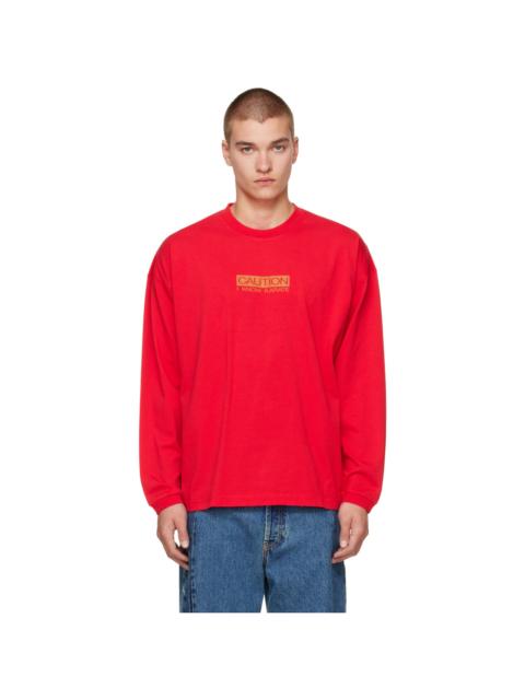 VETEMENTS Red 'Caution I Know Karate' Longsleeve T-shirt