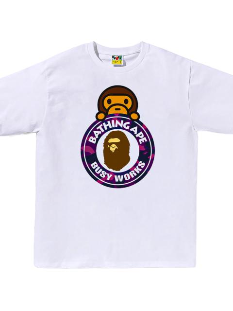 A BATHING APE® Camo Color Milo on Busy Works SS Tee "White/Purple Camo" 0ZXTEMX00710Q WHS