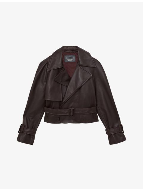 REISS Bodie Cropped Leather Jacket