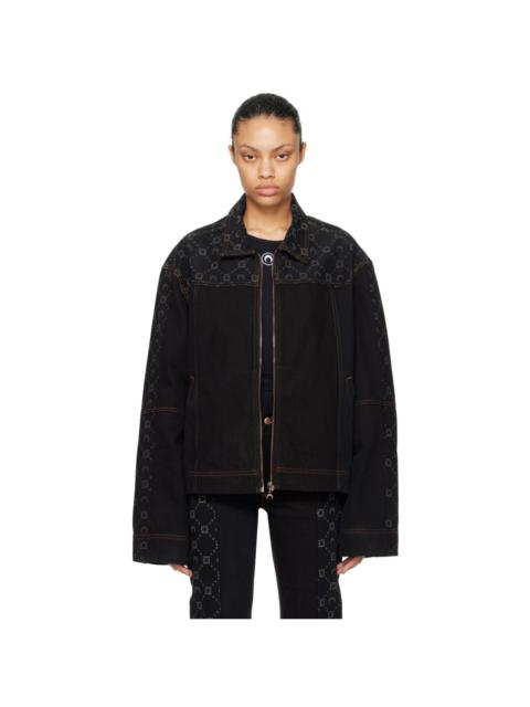 Marine Serre 초경량 달 인쇄 zip-up 데님 재킷