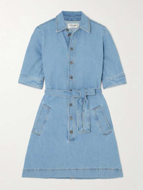 FRAME Belted denim mini dress