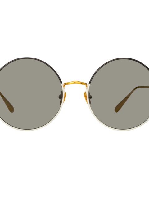 BEA ROUND SUNGLASSES IN YELLOW GOLD AND BLACK