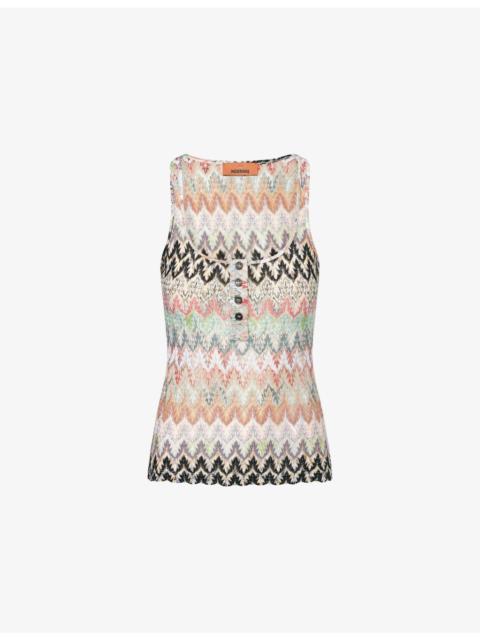 Missoni Scoop-Neck Chevron Knit Tank Top