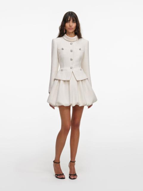 self-portrait Cream Boucle Collared Mini Dress