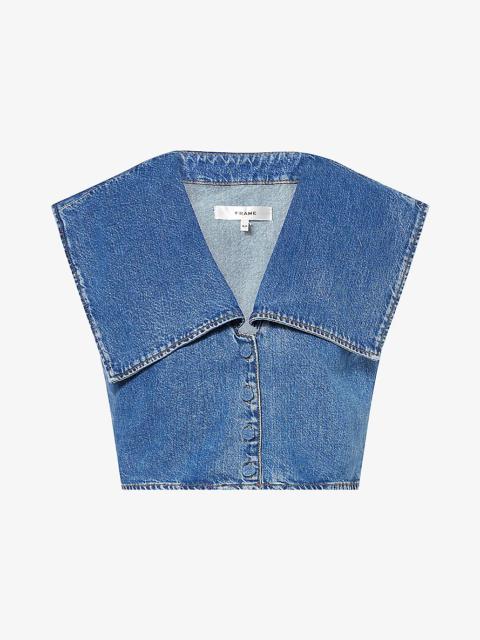Bib Sleeveless Denim Blouse