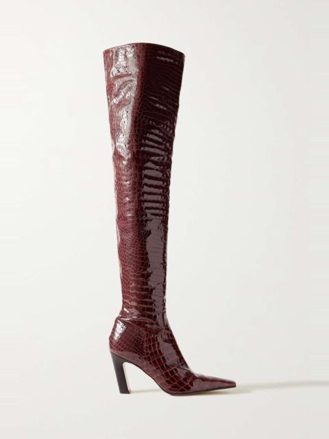 Marfa croc-effect patent-leather over-the-knee boots