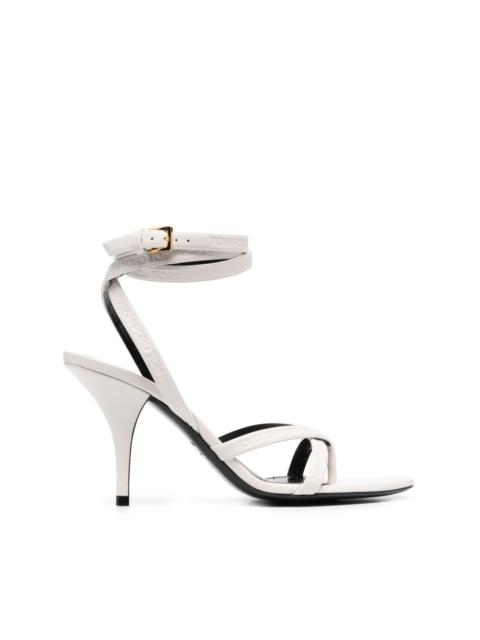 logo-embossed heeled leather sandals