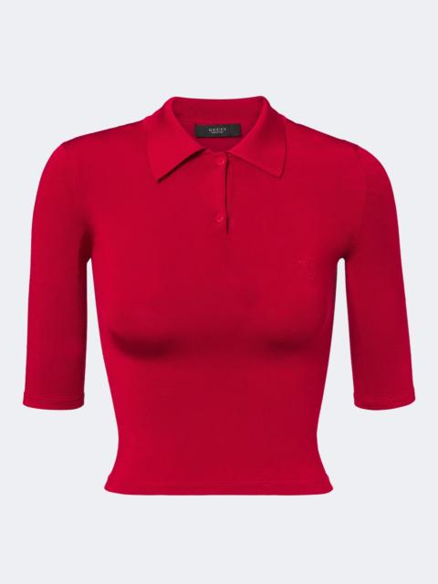 GUCCI Knitted silk-blend polo sweater