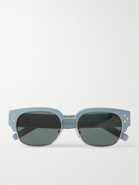 Dior CD Diamond C1U D-Frame Acetate and Silver-Tone Sunglasses Blue