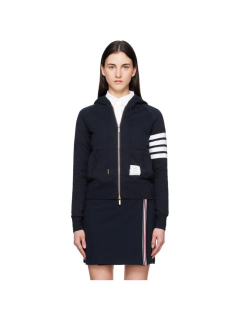 Thom Browne Navy Classic Loopback 4-Bar Zip Hoodie