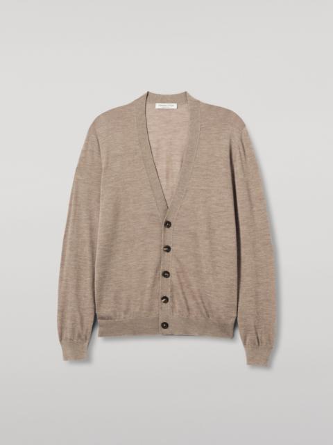 Johnstons of Elgin Forsyth Light Brown Superfine Cashmere Cardigan