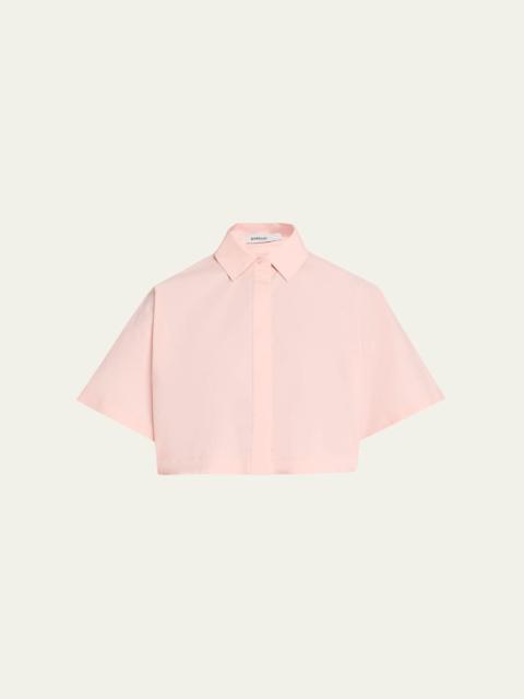 SIMKHAI Blair Cropped Short-Sleeve Shirt