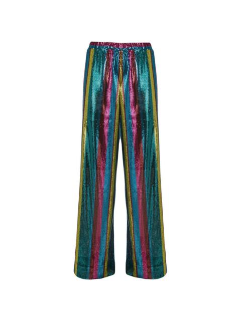 Holiday sequin-embellished palazzo trousers