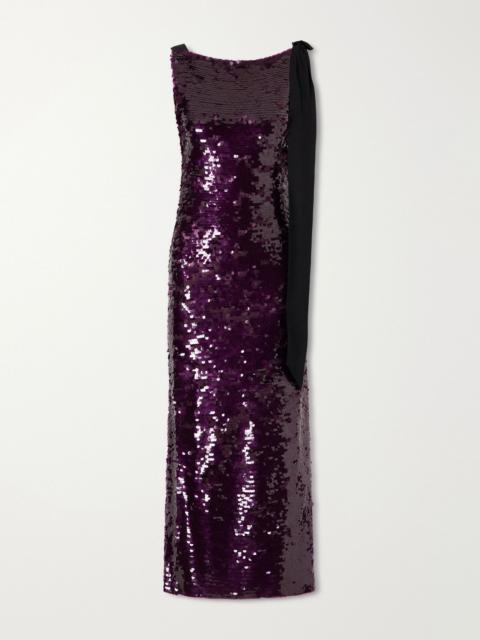 CAROLINA HERRERA Sequin-embellished knitted gown Dark purple