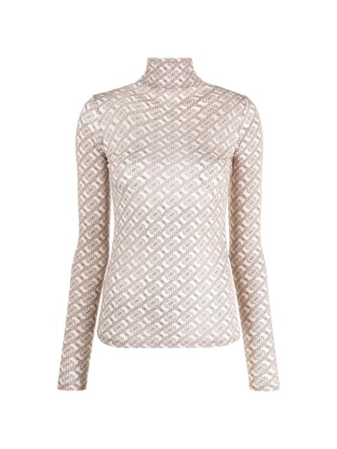 logo-print semi-sheer top