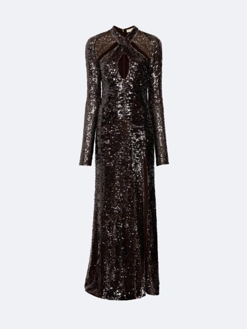 LAPOINTE Sequin Keyhole Gown