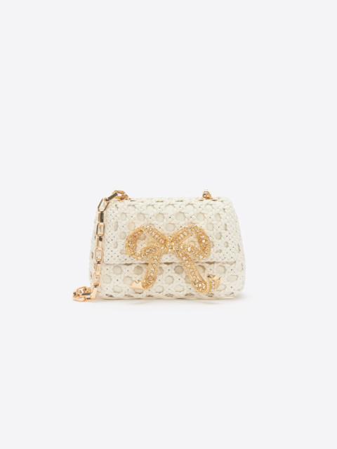 Cream Woven Leather Micro Bag