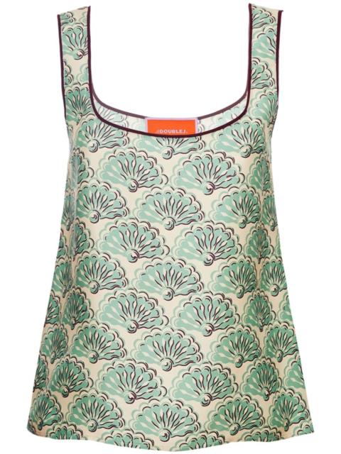 La DoubleJ Twirl graphic-print silk top