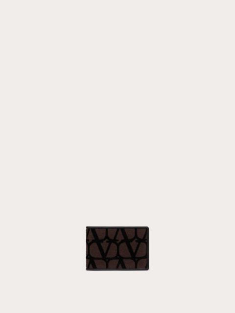 Valentino TOILE ICONOGRAPHE WALLET FOR US DOLLARS WITH LEATHER DETAILS