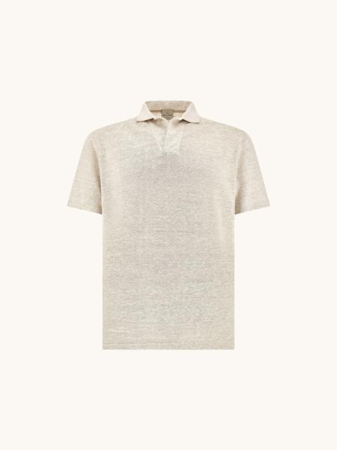 Paul & Shark OPEN COLLAR POLO IN LINEN JERSEY