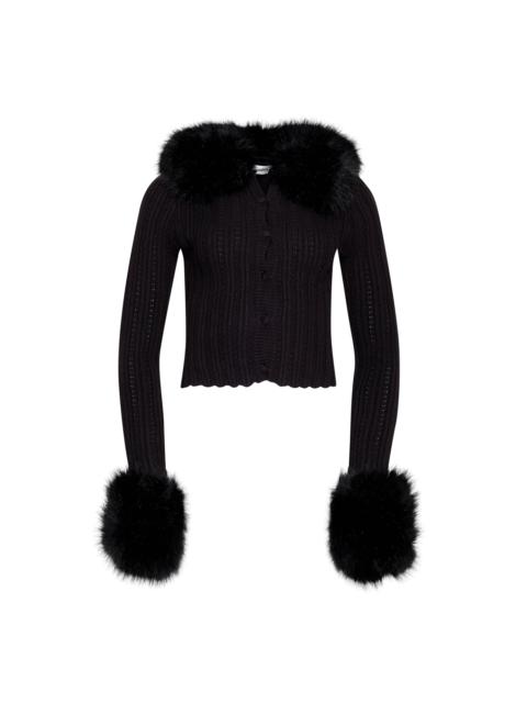 GUIZIO HEART POINTELLE KNIT CARDIGAN