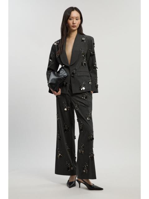 KAREN MILLEN Petite Cluster Sequin & Crystal Embellished Tailored Wide Leg Trouser