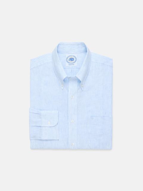 J. PRESS MADE-IN-USA THOMAS MASON LIGHT BLUE CANDY STRIPE LINEN SHIRT