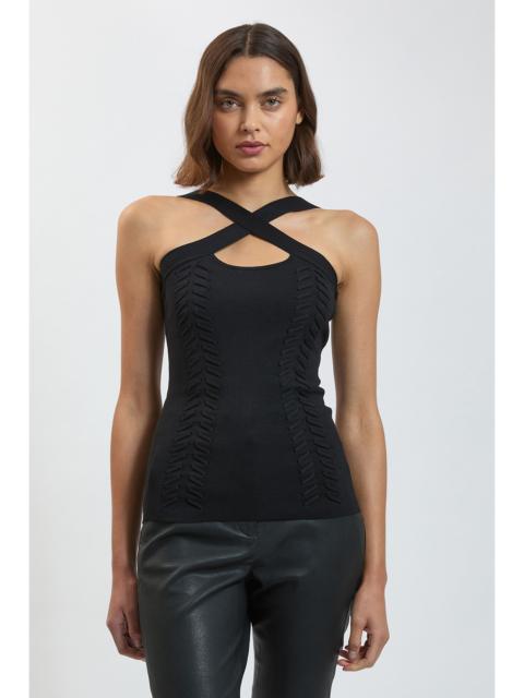 KAREN MILLEN Lace Up Detail Knitted Top