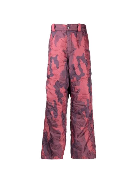 quilted camouflage-print trousers