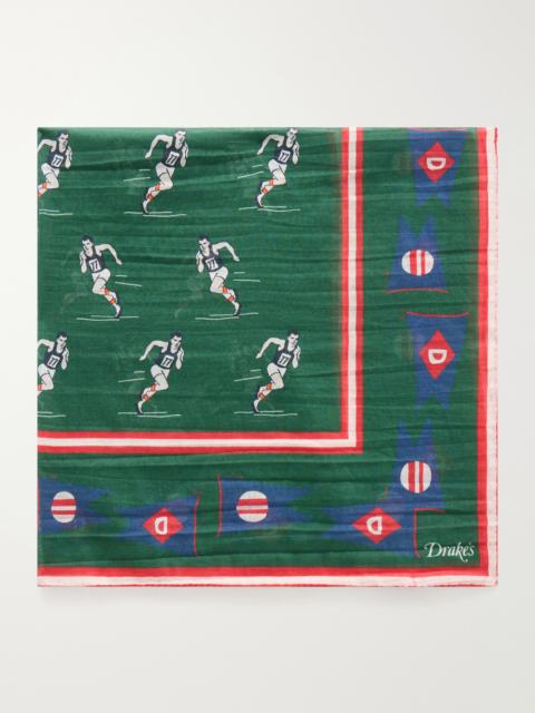 Drake's Printed Cotton and Silk-Blend Scarf
