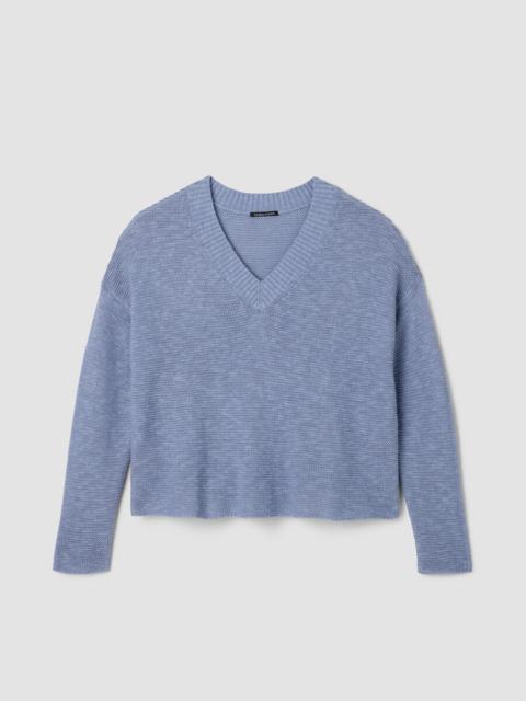 EILEEN FISHER Organic Linen Cotton Slub V-Neck Top