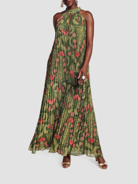 FRANCES VALENTINE Women's Printed Accordian-Pleated Maxi Dress - Green Multi