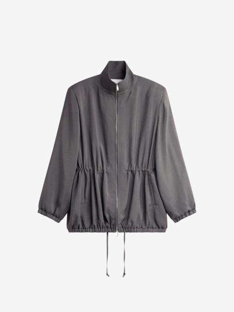 The Frankie Shop Elion Cinched Track Jacket - Dark Grey Melange