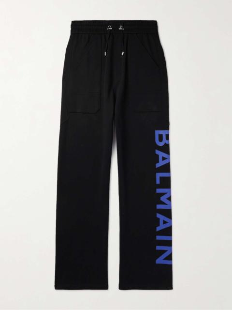 Balmain Straight-Leg Logo-Print Cotton-Jersey Sweatpants