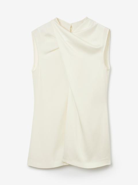 Draped Satin-back Crepe Top