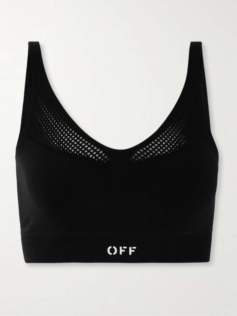 Off-White Perforated stretch sports bra