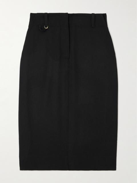 JACQUEMUS Bari Belted Wool Midi Skirt
