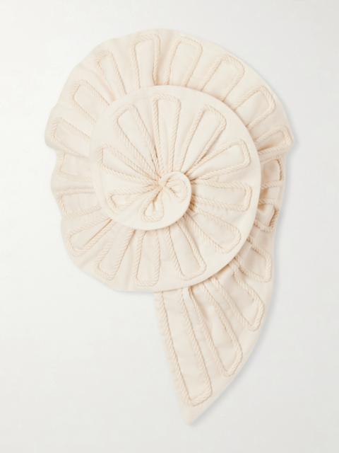 ANDRES OTALORA Cosmos Strapless Cropped Embroidered Linen Top