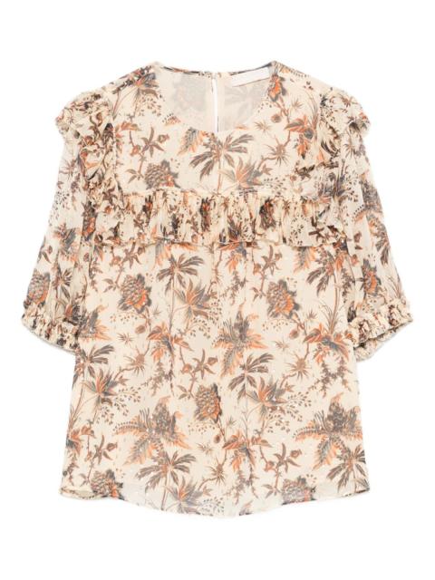 ULLA JOHNSON Jodie ruffled floral blouse
