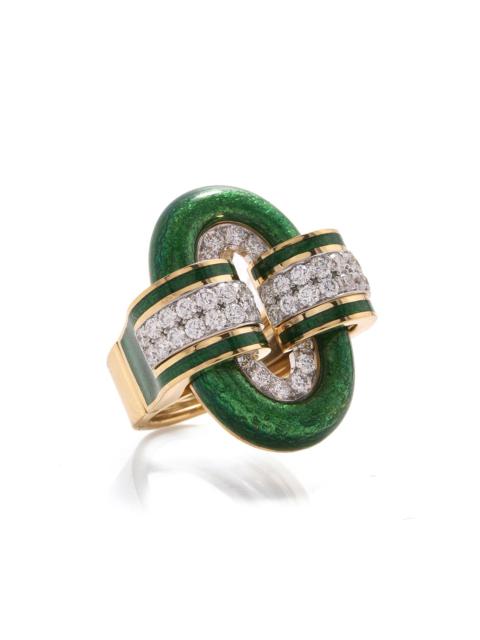DAVID WEBB Green Small Oval Buckle Ring